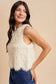 Feather & Shine Scalloped Tank – Ivory