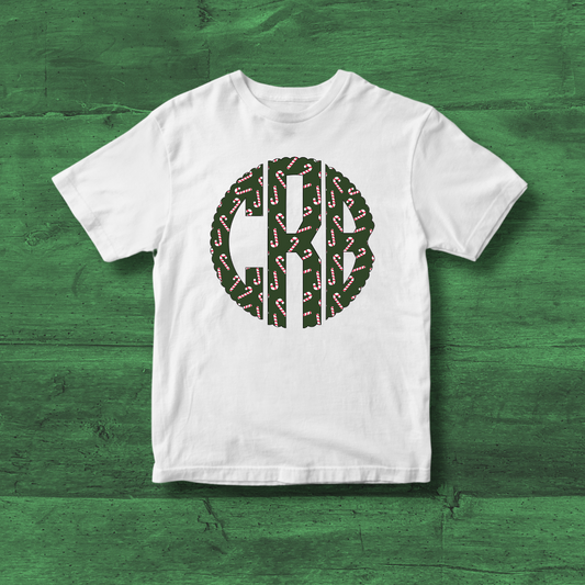 Candy Cane Monogram | Kids T-Shirt Bar