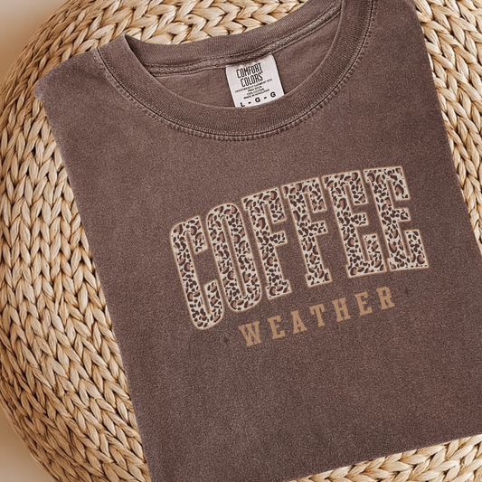 Coffee Weather Tee | Comfort Colors Espresso Leopard Print