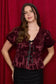 Velvet Floral Peplum Top – Wine